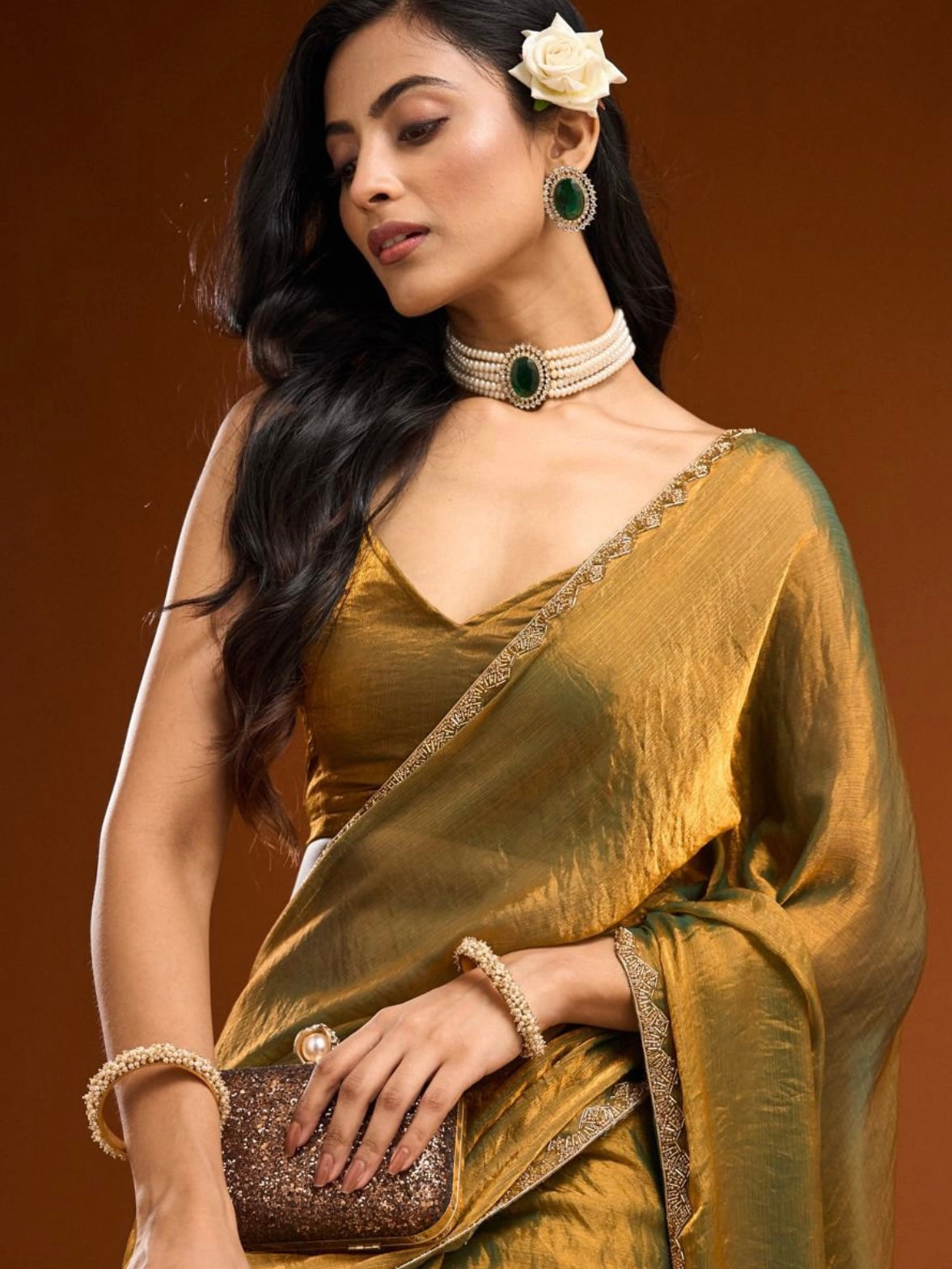 Golden Tissue Saree
