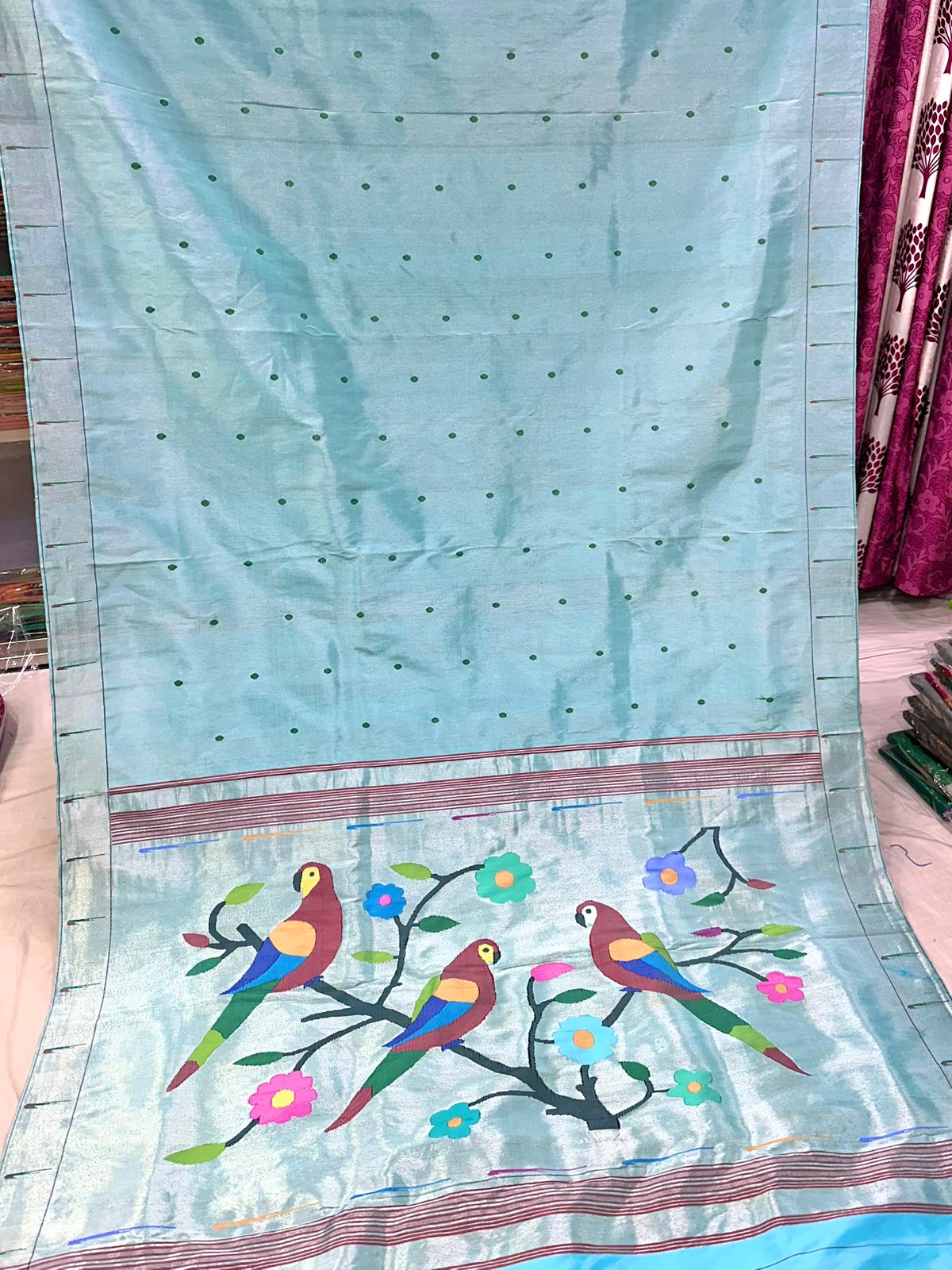 Tissue Single Muniya Border Paithani Saree