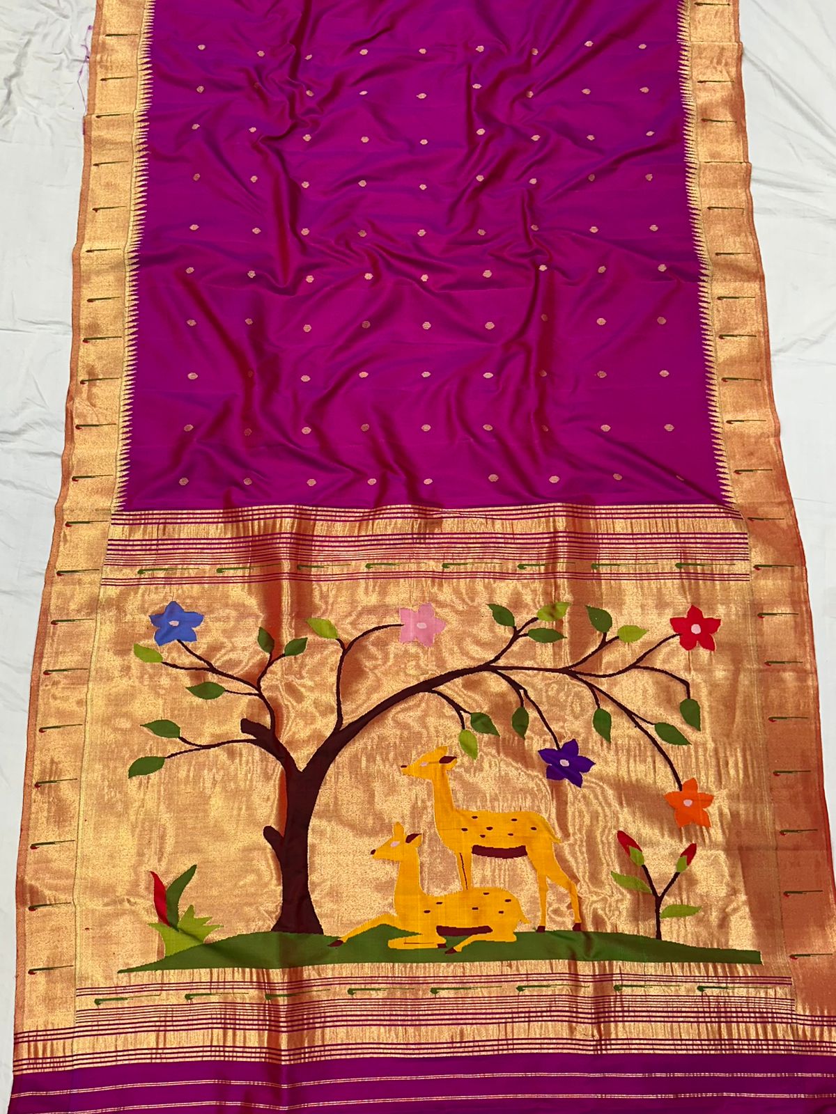Handwoven Muniya Border Paithani Saree