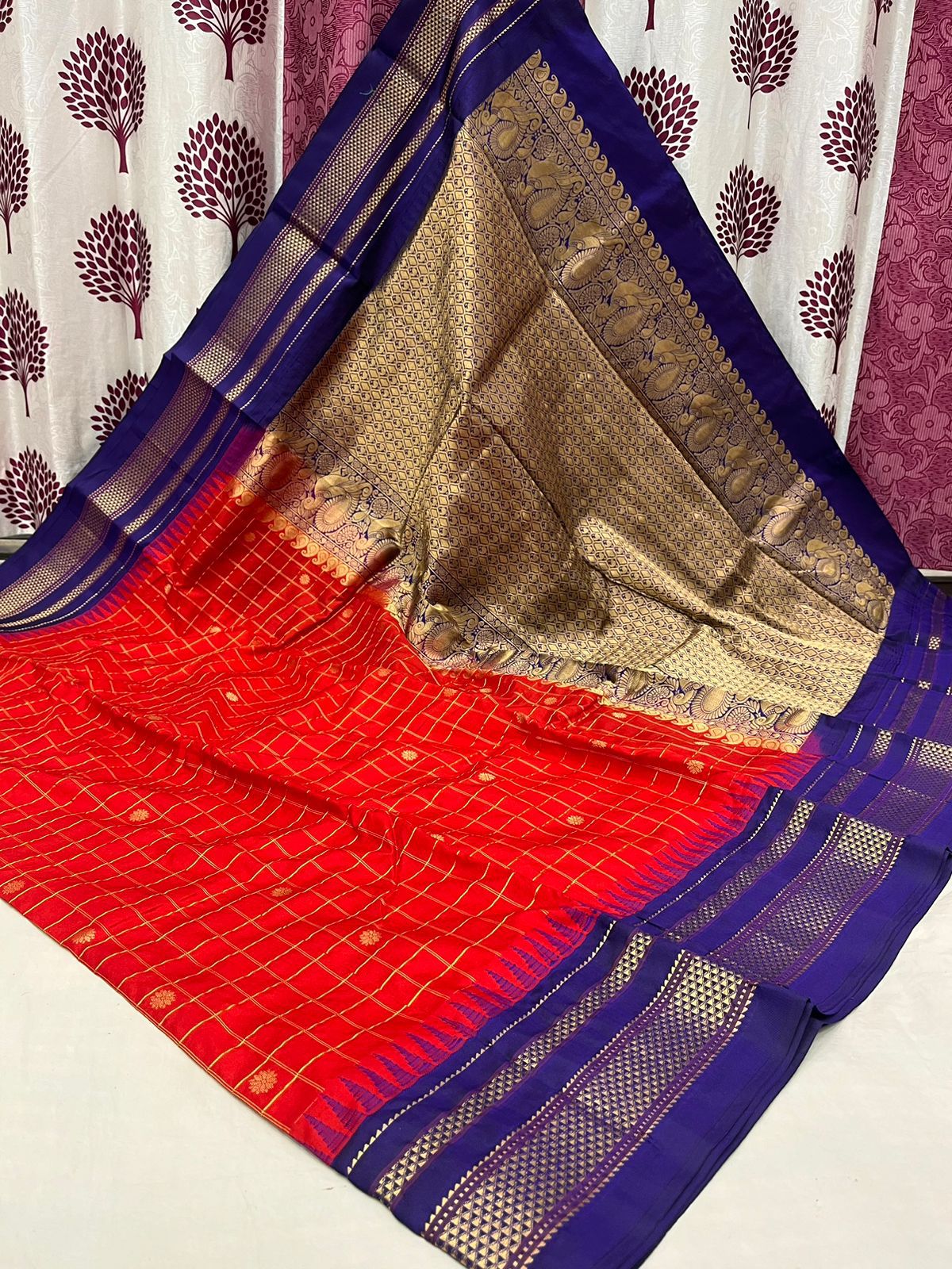 Pure Silk Checks Irkal Saree