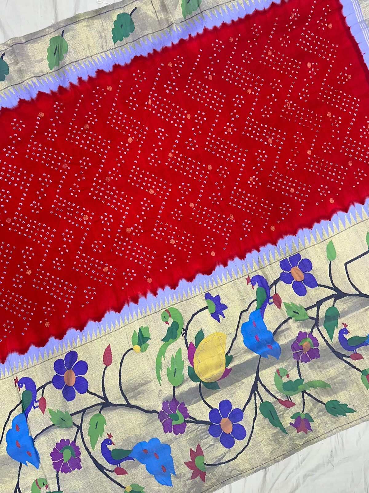 Brocket Border Bandhani Paithani Saree