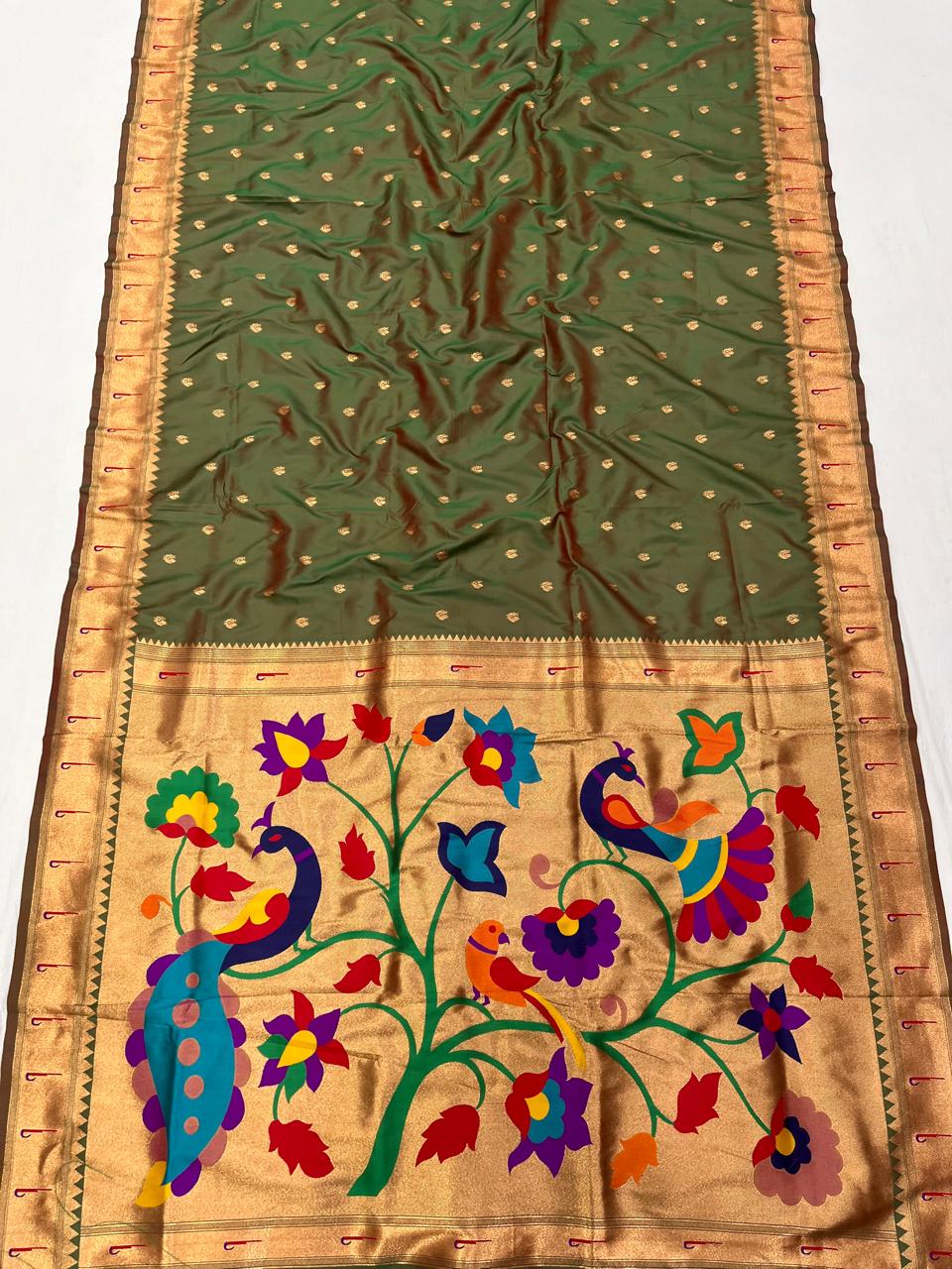 Soft Silk Muniya Paithani Saree