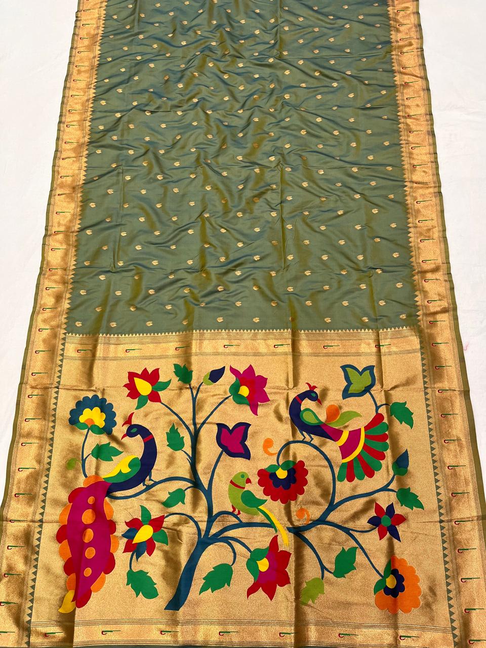 Soft Silk Muniya Paithani Saree