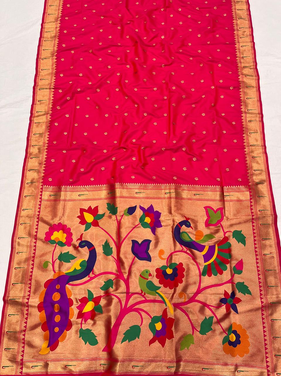 Soft Silk Muniya Paithani Saree