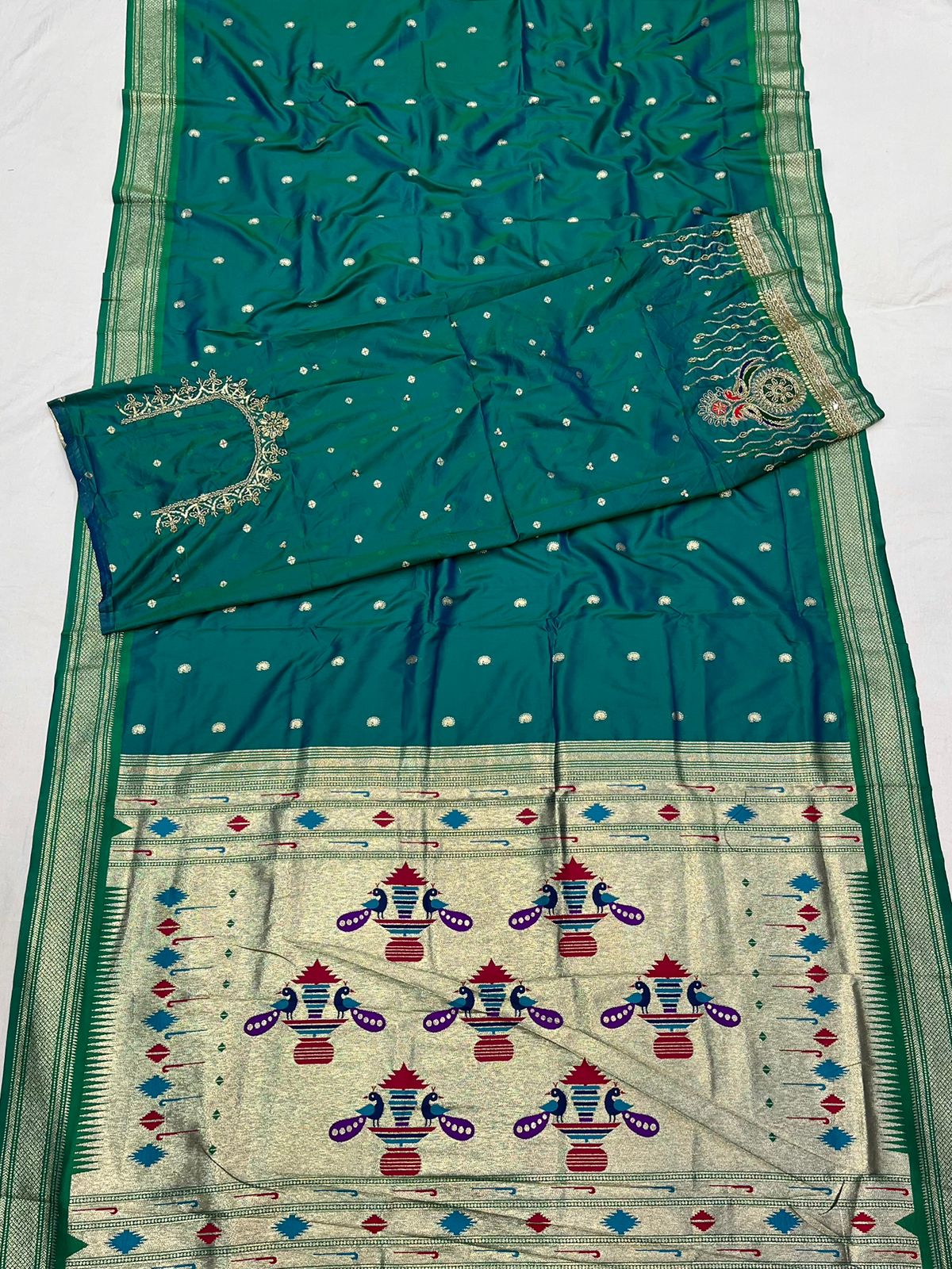 Double Pallu Saree Work Blouse