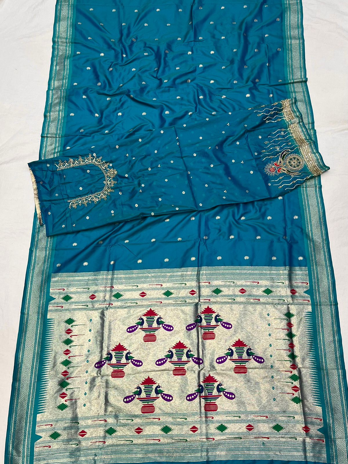 Double Pallu Saree Work Blouse