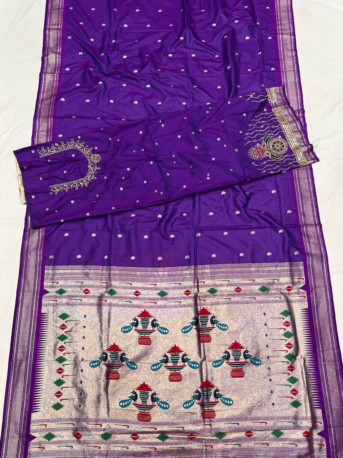 Double Pallu Saree Work Blouse
