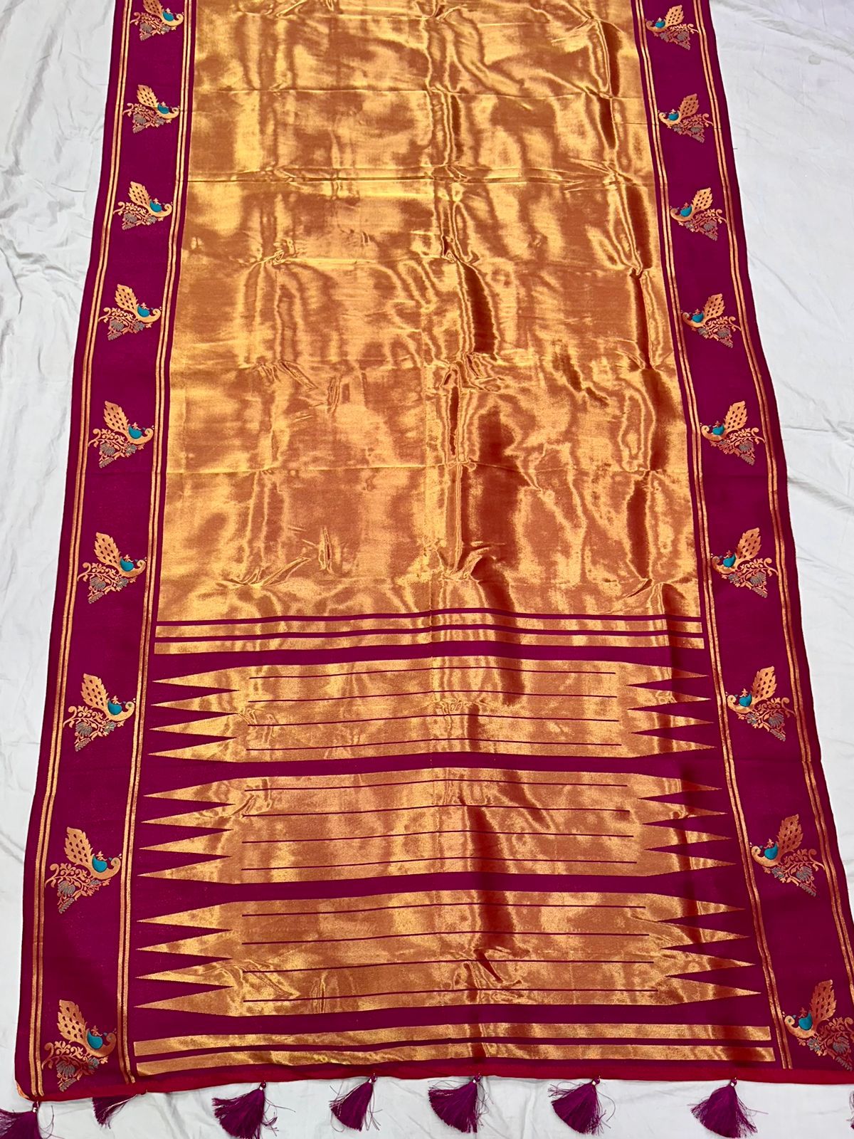 Tissue Peacock Border Paithani Saree