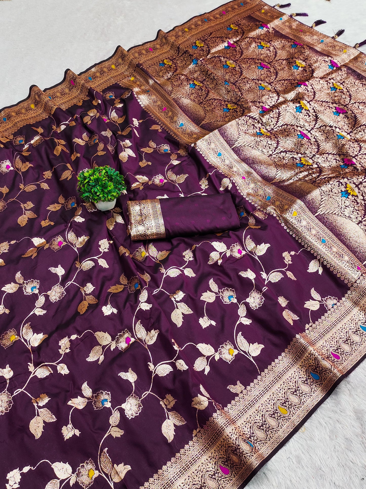Soft Silk Banarasi Jaal Saree