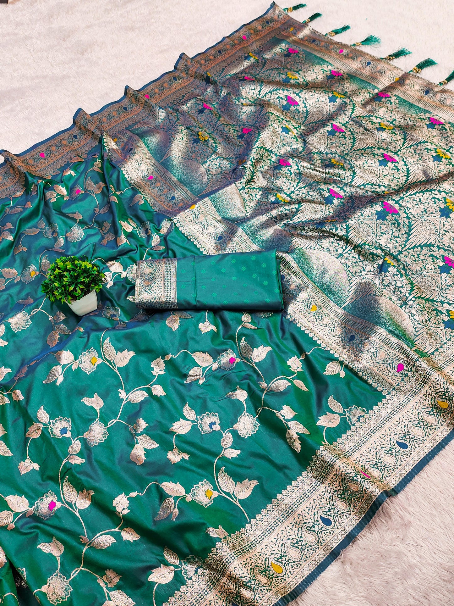 Soft Silk Banarasi Jaal Saree