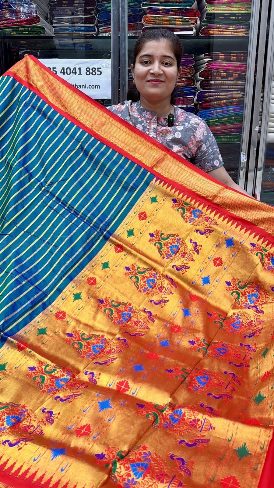 Pure Silk Kadiyal Border Paithani