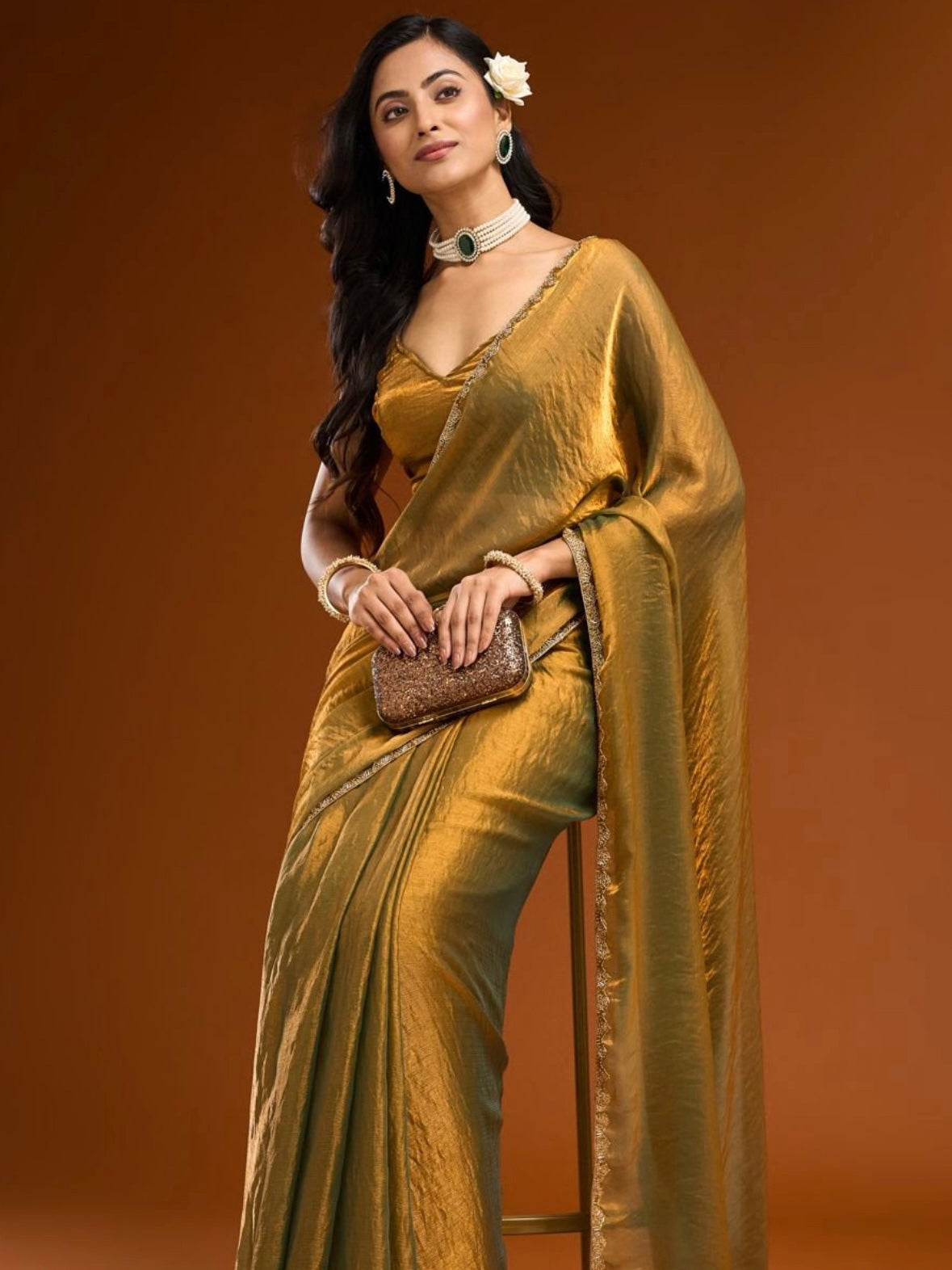 Golden Tissue Saree