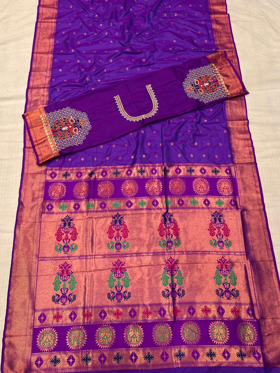 Kalanjali paithani with Work blouse Price :- 1250/-