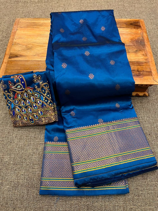 Kalanjali paithani with aari work blouse