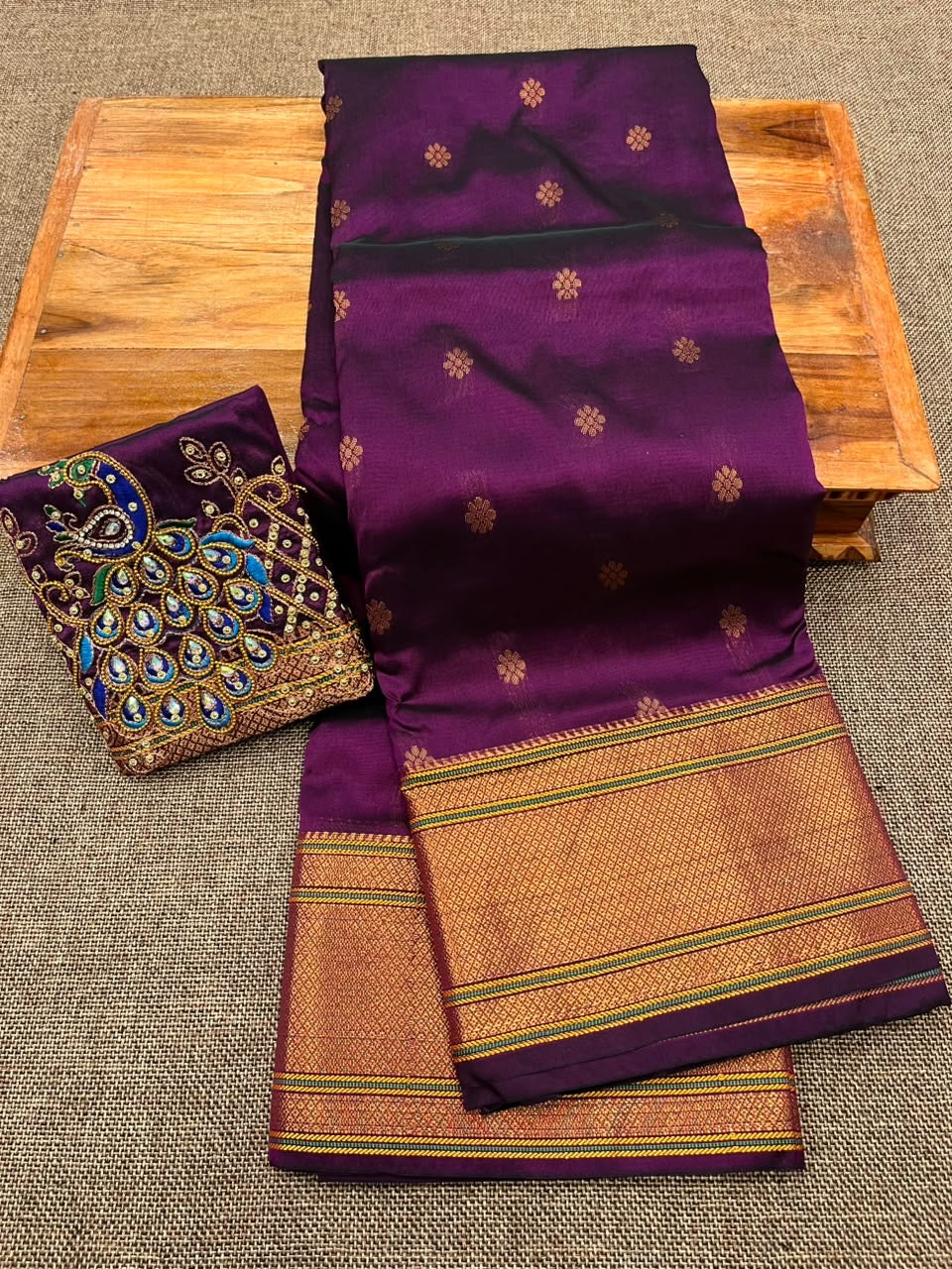 Kalanjali paithani with aari work blouse