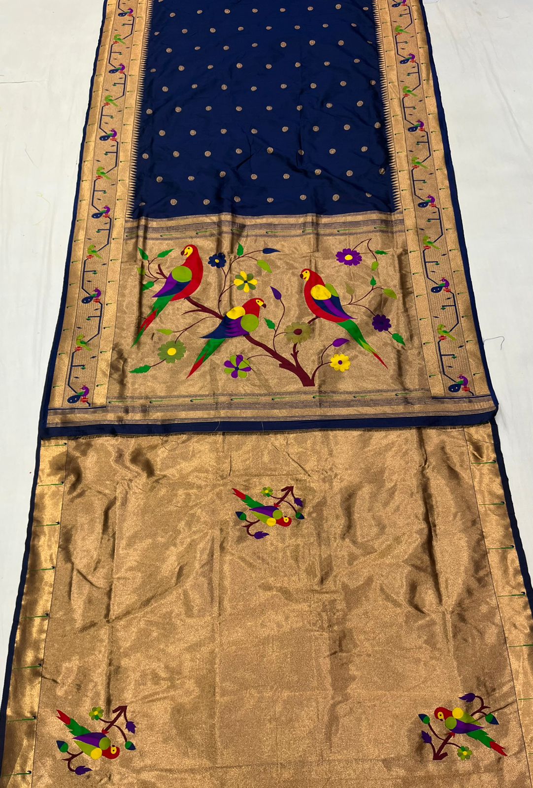 Peacock & Parrot Border Paithani