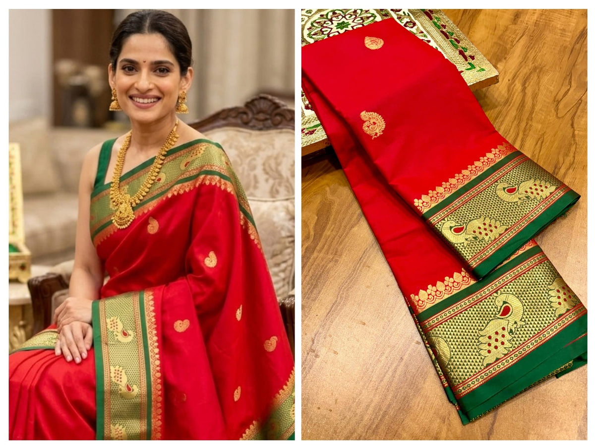 Peacock border sico paithani navratri special