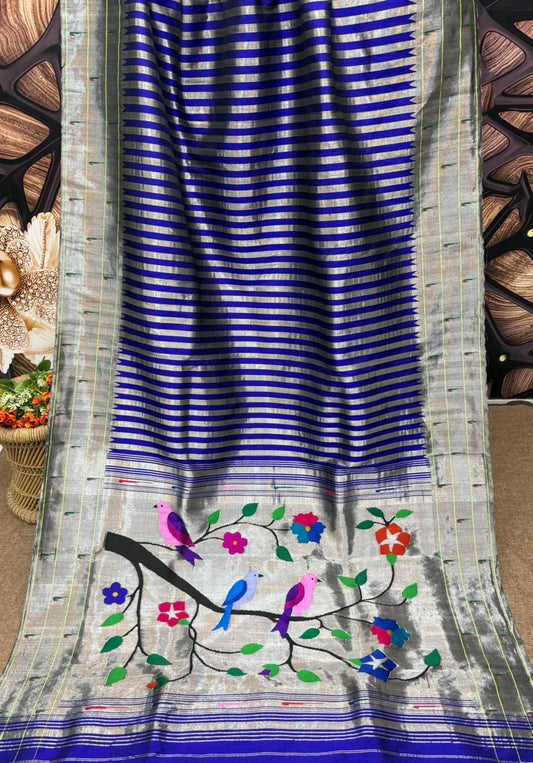 Handwoven Triple Muniya Border Paithani Saree