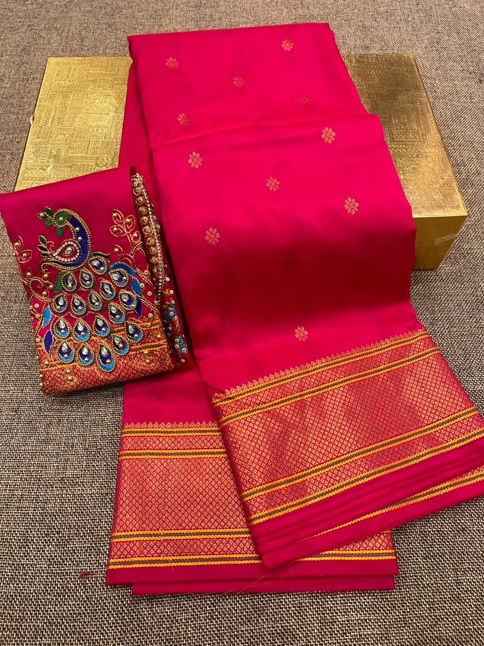Kalanjali paithani with aari work blouse