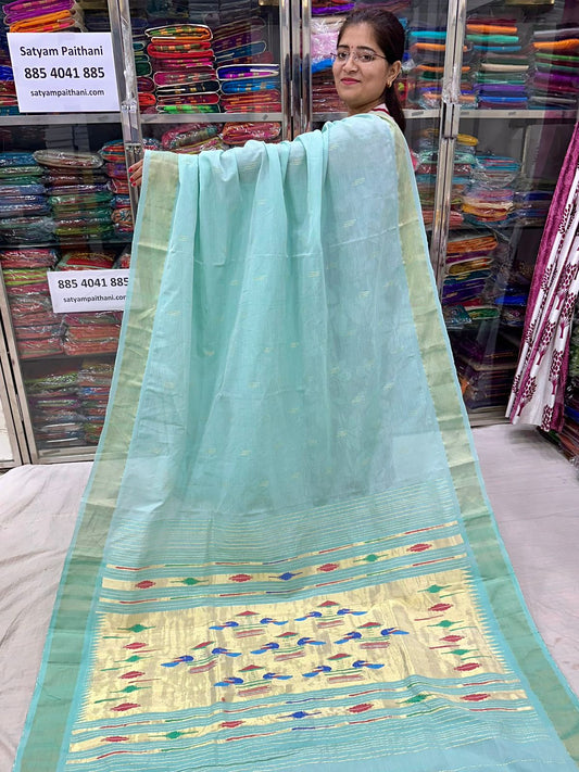 Handloom Double Pallu Cotton Paithani Saree
