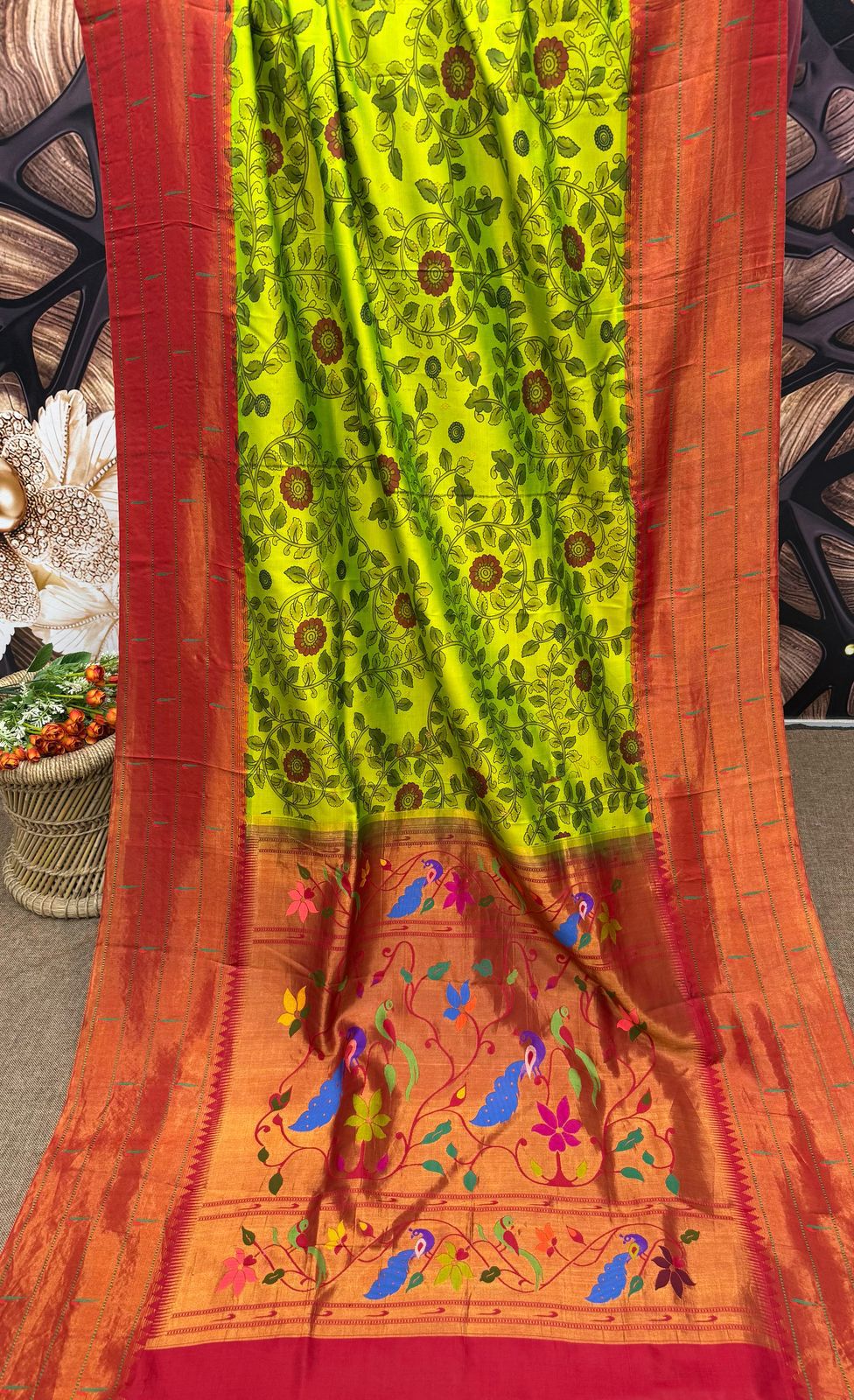Digital Printed Triple Muniya Border Paithani Saree