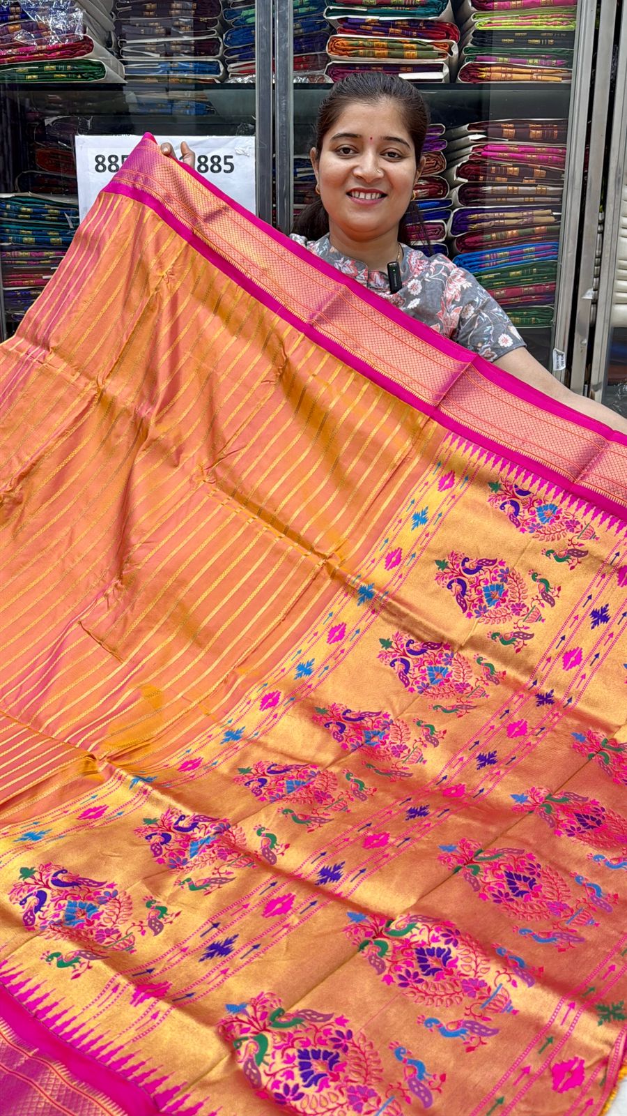 Pure Silk Kadiyal Border Paithani