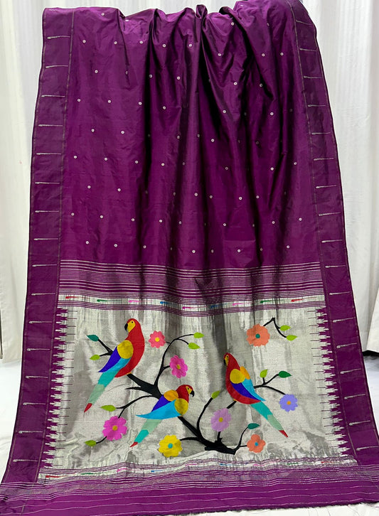 Self Muniya Border Paithani Saree