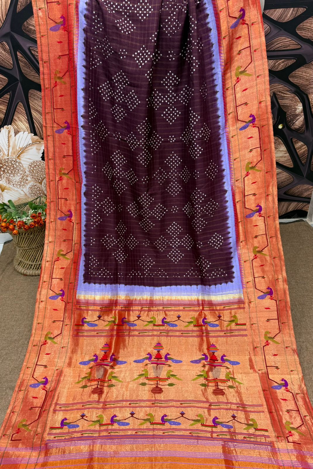 Morpopat Bandhani Paithani Saree