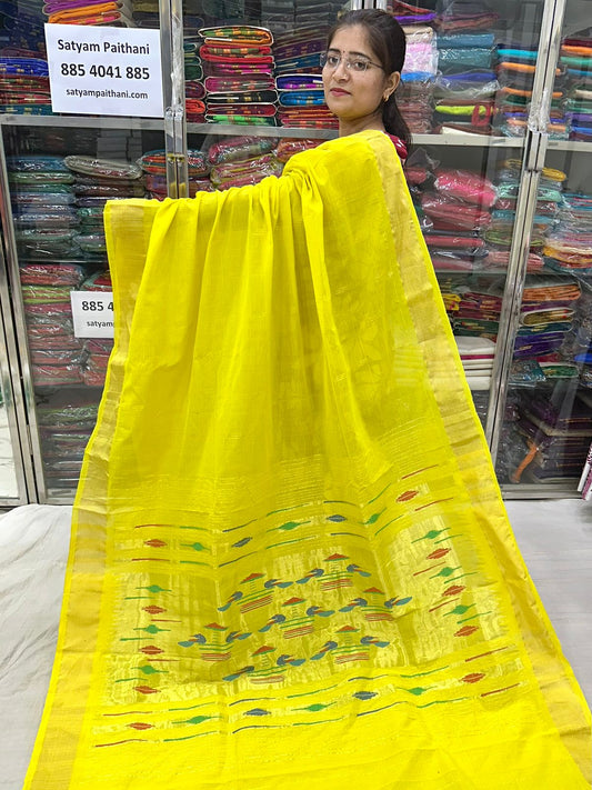 Handloom Double Pallu Cotton Paithani Saree