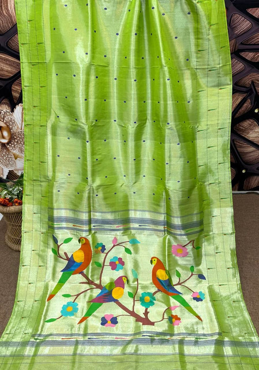 Handwoven Self Muniya Border Paithani Saree