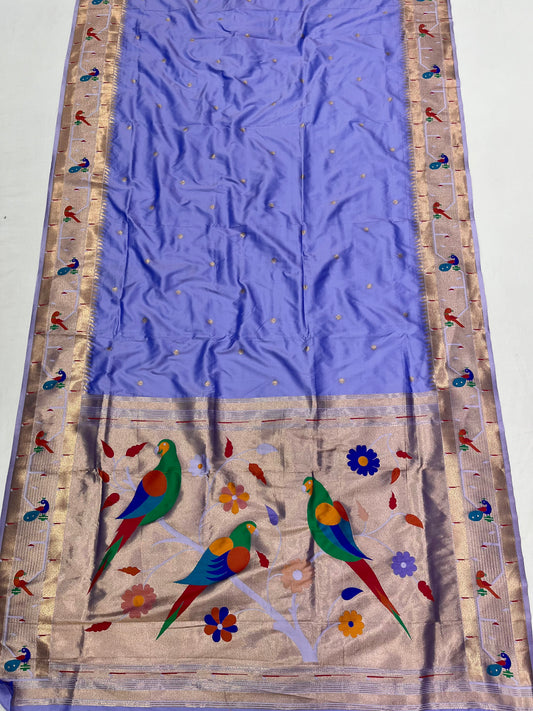 Peacock & parrot border paithani