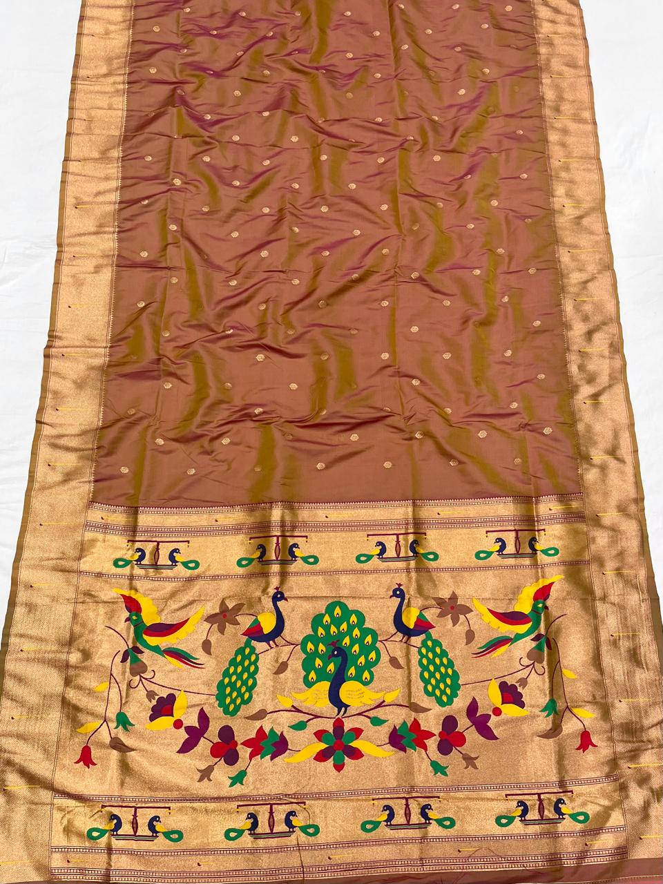 Soft Silk Muniya Paithani Saree