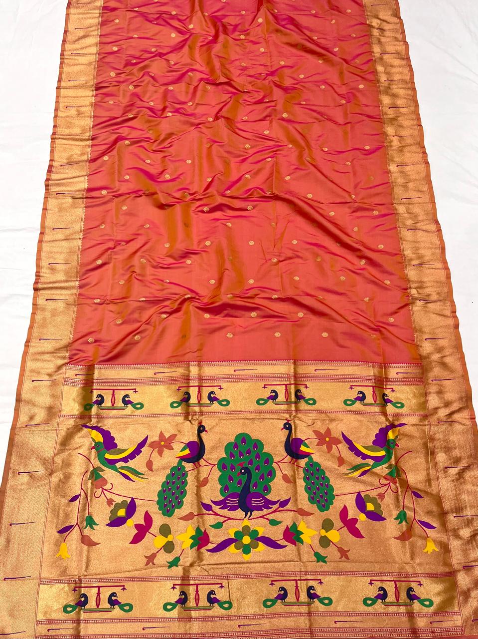 Soft Silk Muniya Paithani Saree