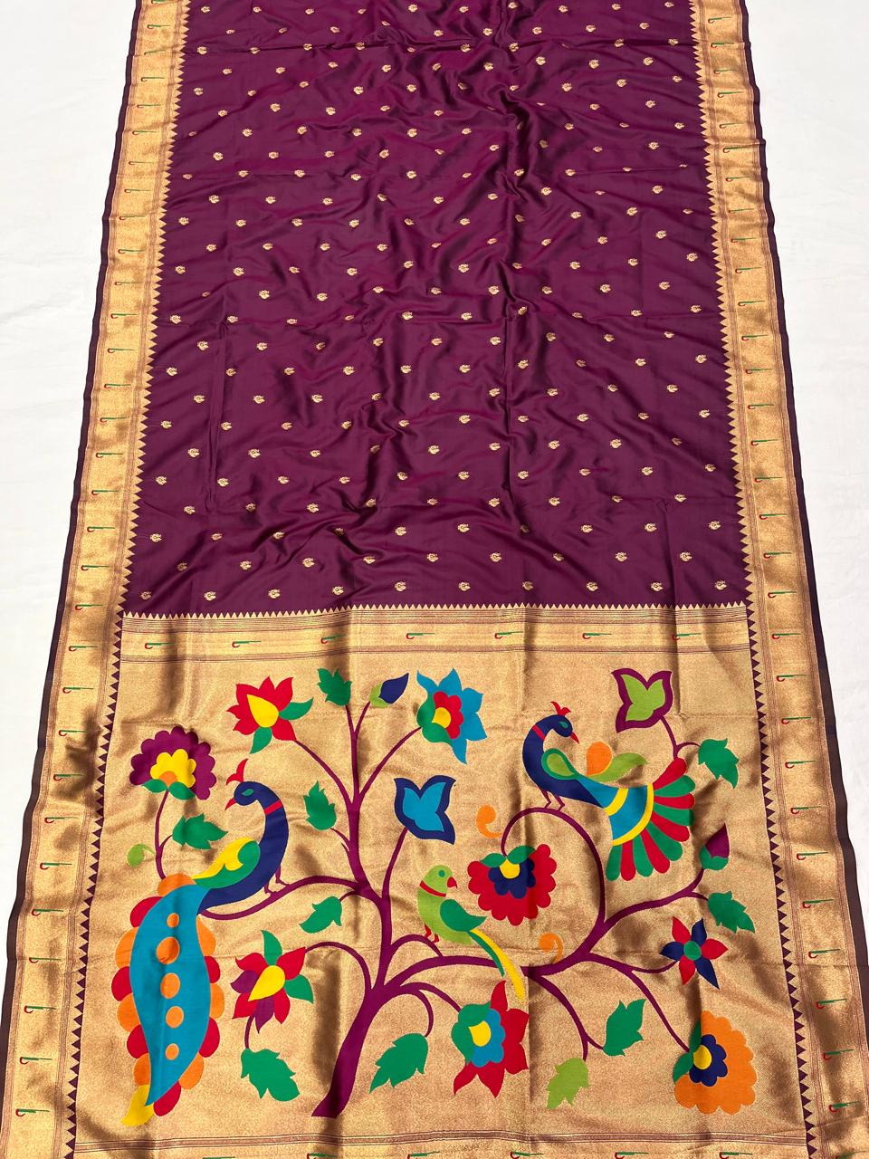 Soft Silk Muniya Paithani Saree