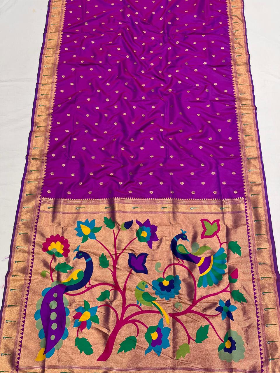Soft Silk Muniya Paithani Saree