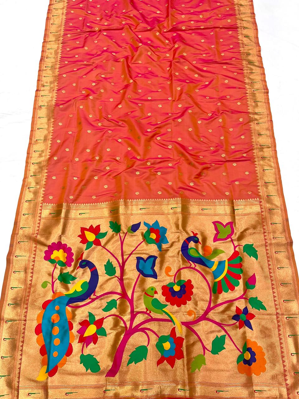 Soft Silk Muniya Paithani Saree