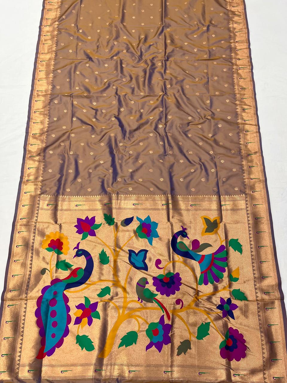 Soft Silk Muniya Paithani Saree