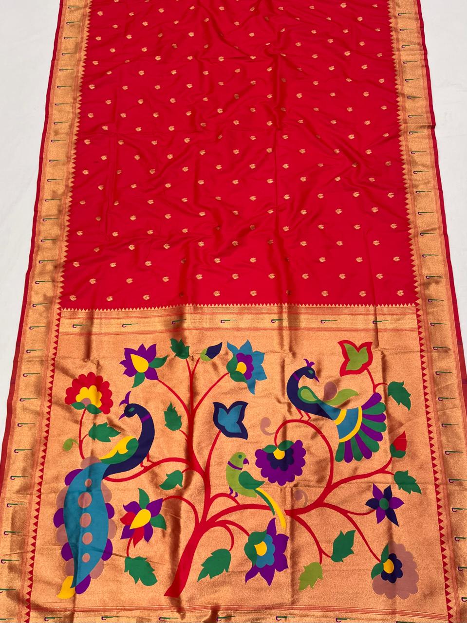 Soft Silk Muniya Paithani Saree