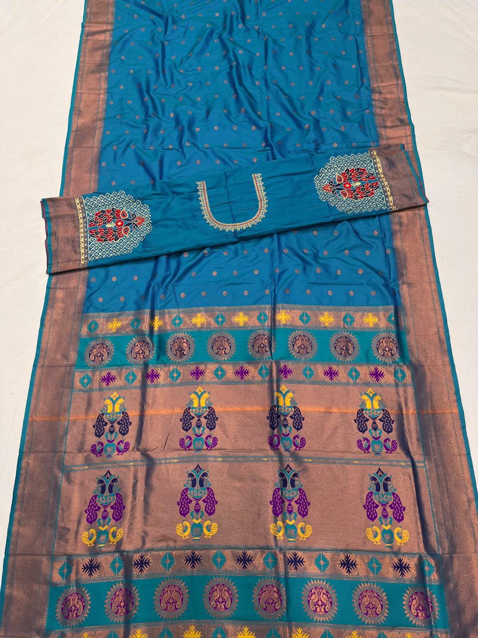 Kalanjali paithani with Work blouse