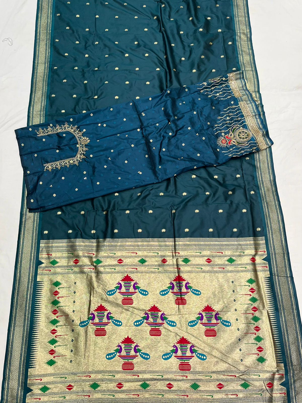Double Pallu Saree Work Blouse