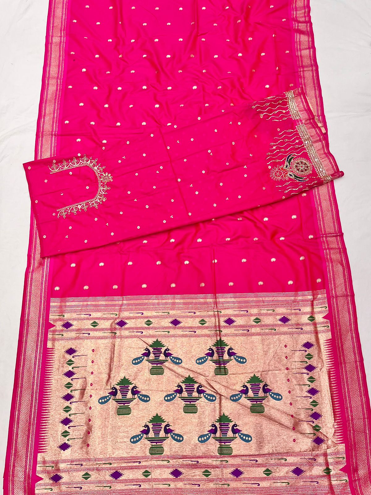 Double Pallu Saree Work Blouse