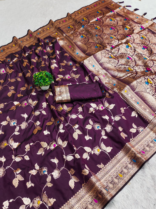 Soft Silk Banarasi Jaal Saree