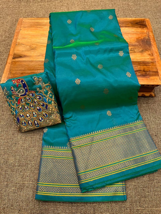 Kalanjali paithani with aari work blouse