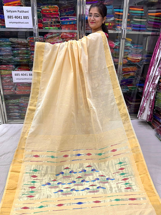 Handloom Double Pallu Cotton Paithani Saree