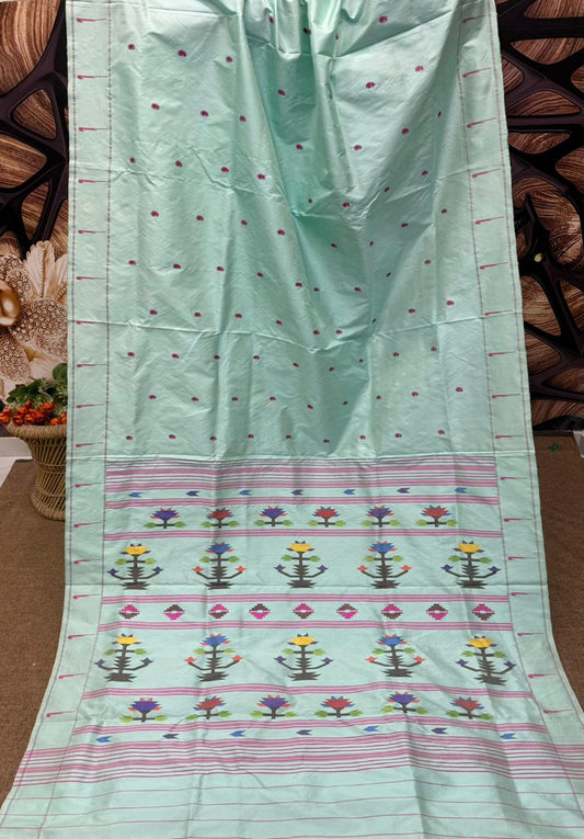 Handwoven Pure Silk Muniya Border Paithani Saree