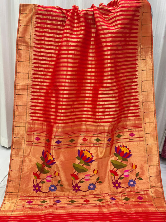 Handwoven Muniya Border Paithani Saree