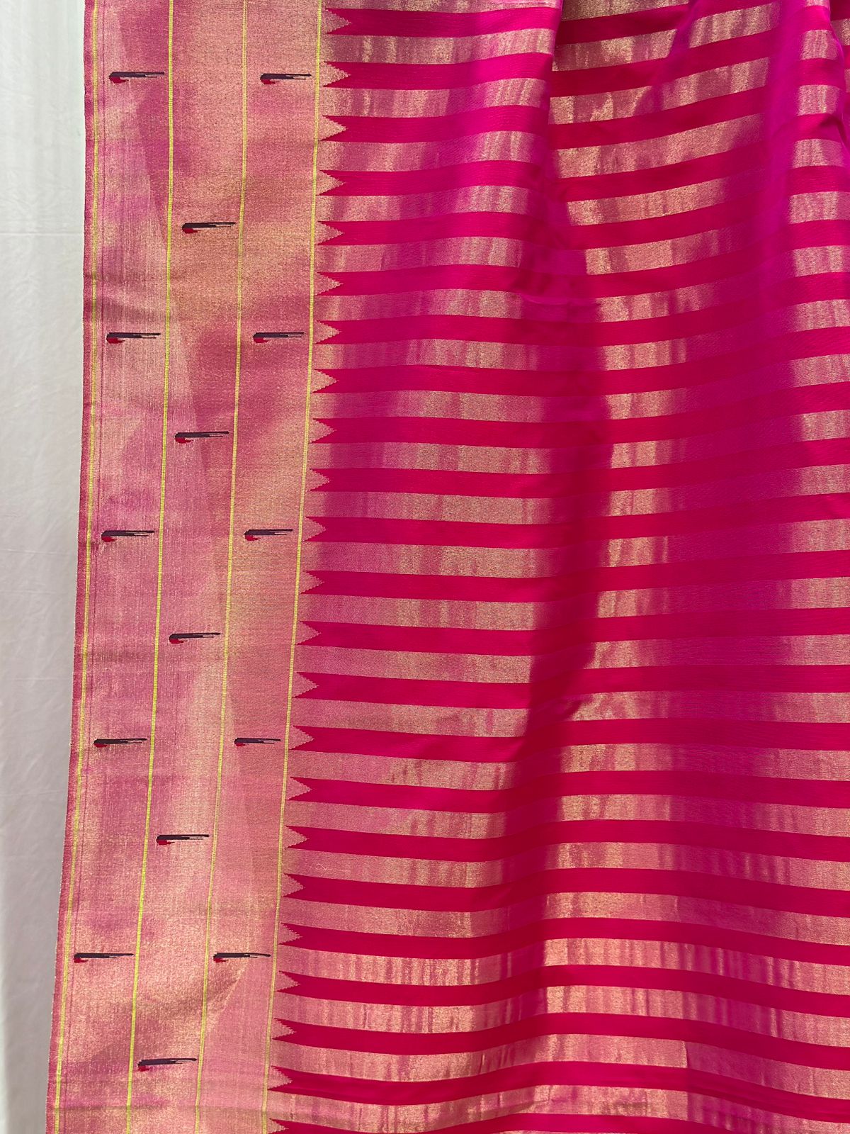 Handwoven Triple Muniya Border Paithani Saree