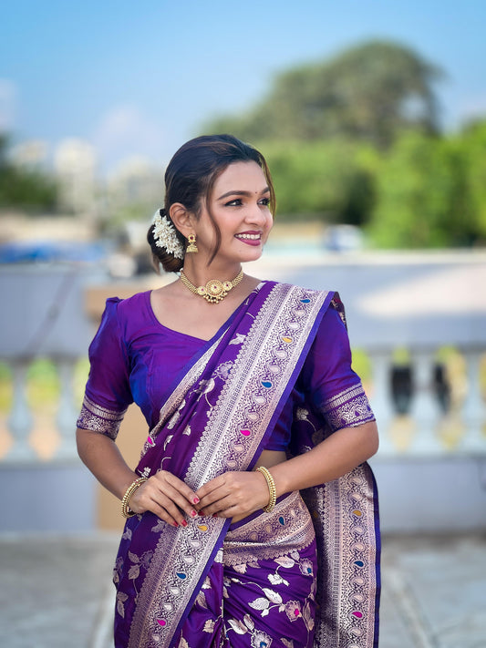 Soft Silk Banarasi Jaal Saree