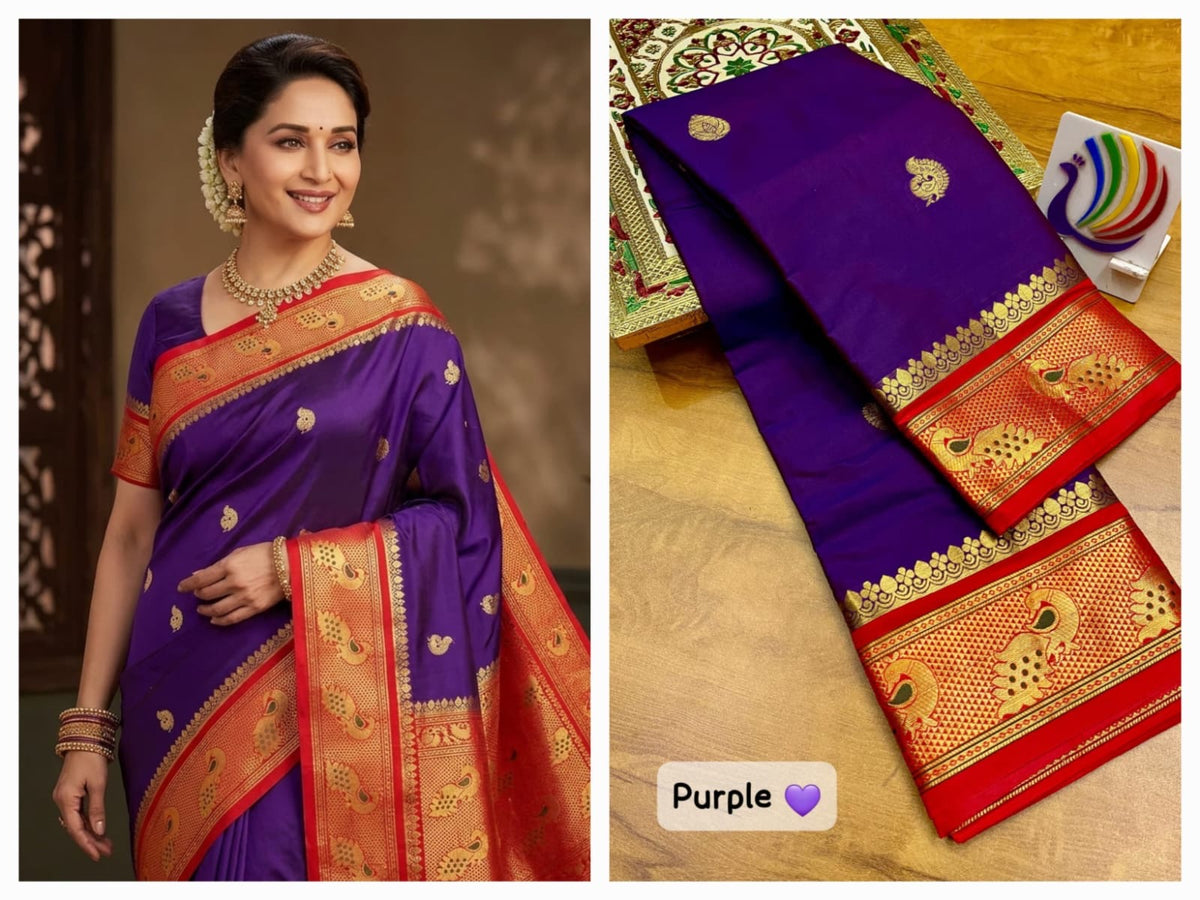 Peacock border sico paithani navratri special